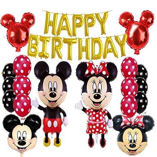 25X Latex balloons Mickey Mouse Polka dots Black red white kid birthday Supplies